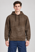 Men’s Brown Cotton Blend Hooded Sweatshirt – Regular Fit Pullover Hoodie