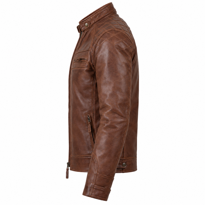 Men’s Brown Leather Biker Jacket