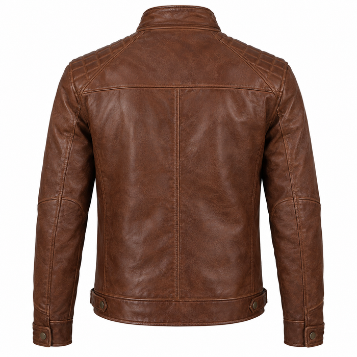 Men’s Brown Leather Biker Jacket