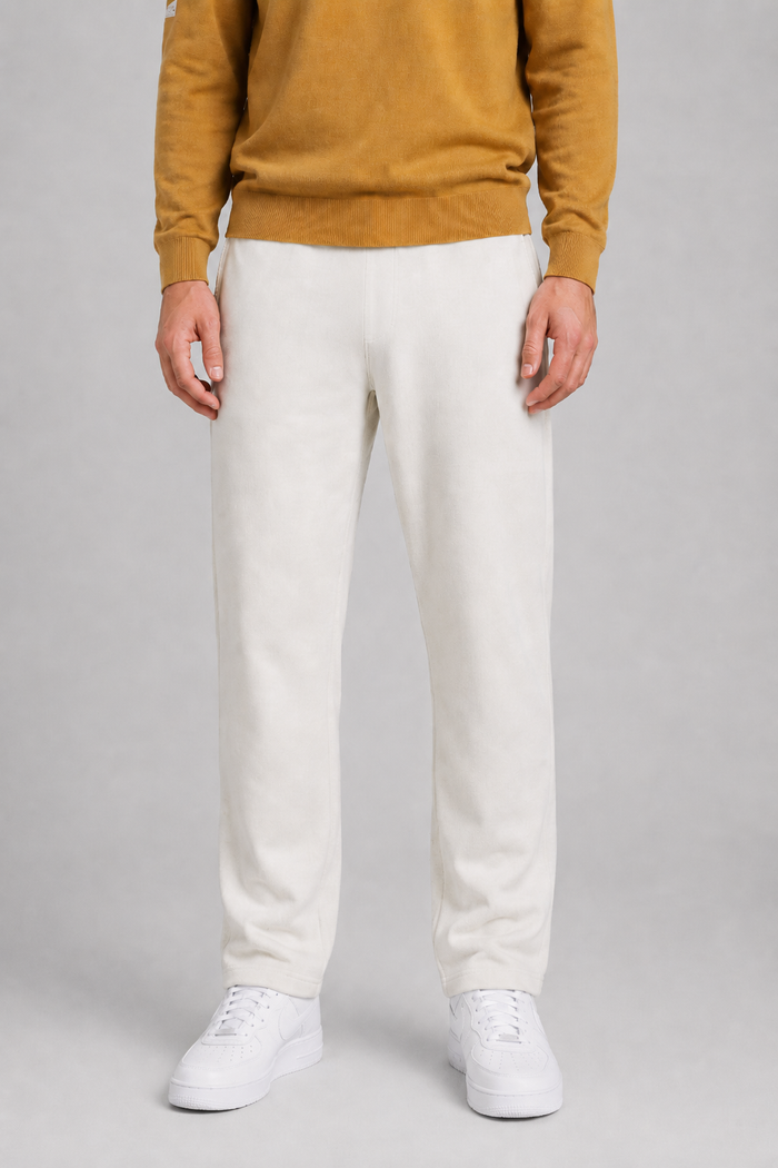 Men’s Off-White Brushed Seer Sucker Winter Lower – Regular Fit Knitted