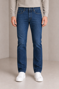 Men’s Carbon Blue Denim Jeans – Regular Fit Straight Leg Casual Jeans