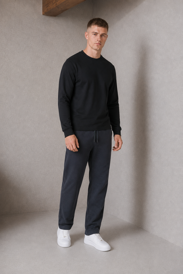 Men’s Coal French Terry Lycra Pre-Winter Knitted Lower – Regular Fit Stretch