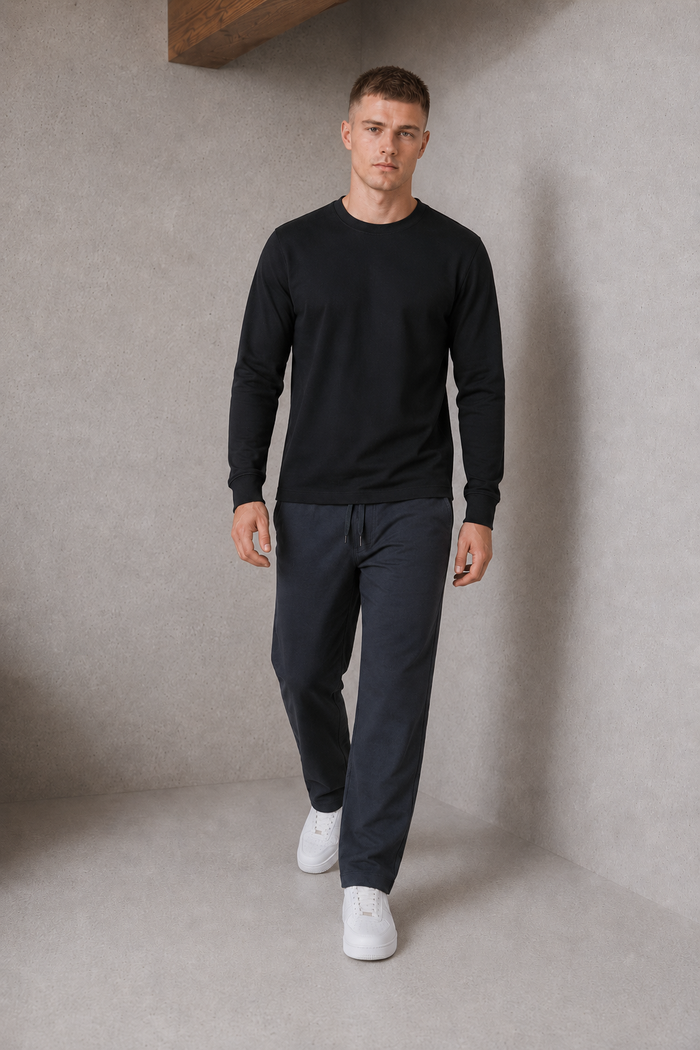 Men’s Coal French Terry Lycra Pre-Winter Knitted Lower – Regular Fit Stretch