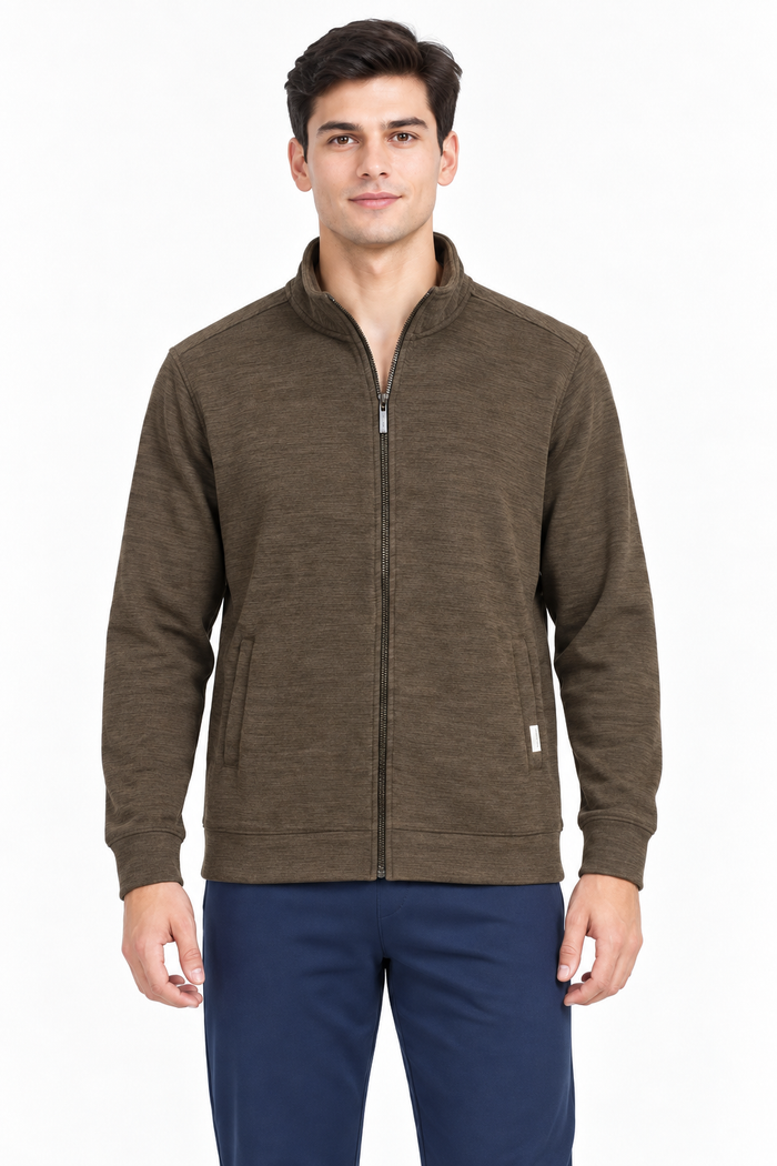 Men’s Coco Melange Cotton Blend Full-Zip Sweatshirt – Regular Fit