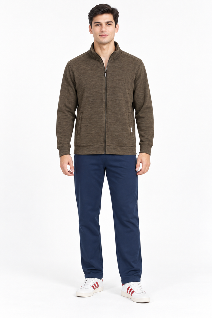 Men’s Coco Melange Cotton Blend Full-Zip Sweatshirt – Regular Fit