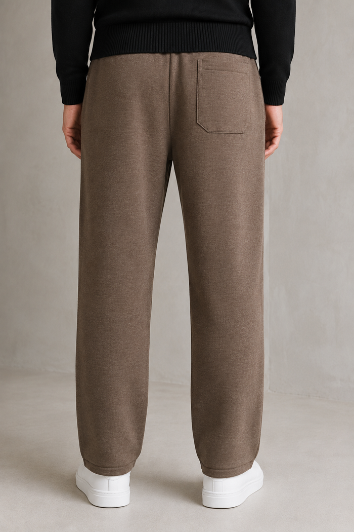 Men’s Cocoa Melange Blended Cotton Winter Lower – Regular Fit Knitted