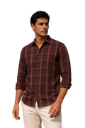 Men’s Coffee Check Cotton Corduroy Full Sleeve Shirt