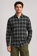 Men’s Coffee Check Oxford Cotton Full-Sleeve Shirt