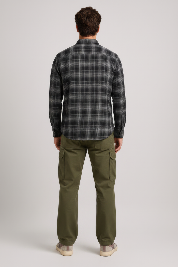 Men’s Coffee Check Oxford Cotton Full-Sleeve Shirt