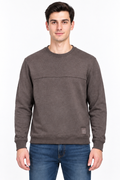 Men’s Coffee Melange Cotton Brushed Fleece Sweatshirt – Regular Fit