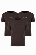 Men's Crew Neck T-Shirt Pack of 3 Java  | Premium Cotton Blend Regular Fit Solid Tees