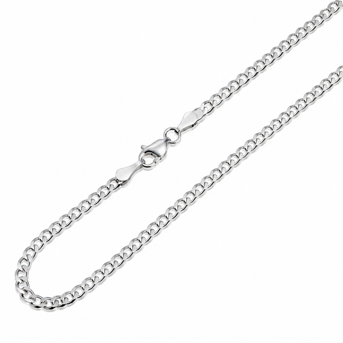 Men's Curb Chain Necklace | 3mm Wide | 925 Sterling Silver  | 24" Long