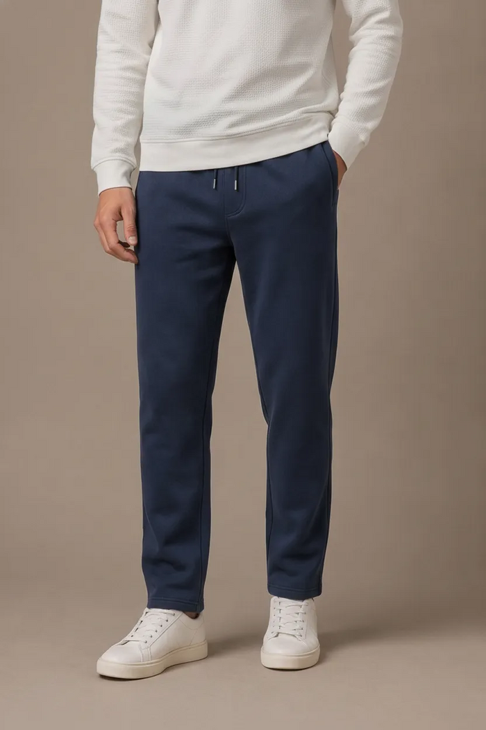 Men’s Dark Navy Brushed Cotton Fleece Lower with Drawstring