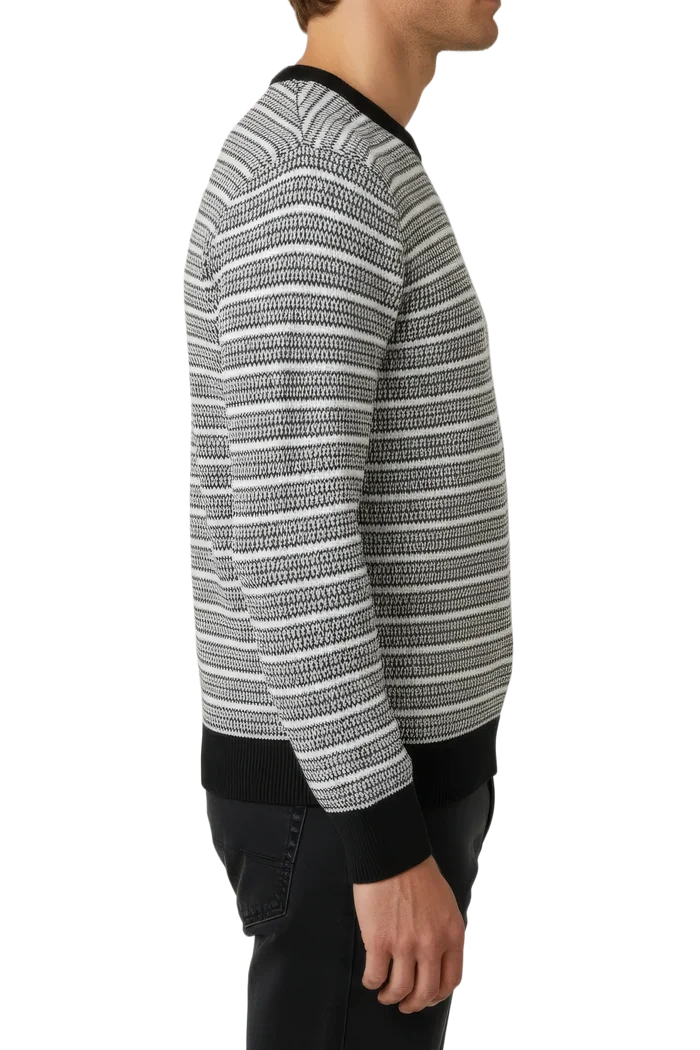 Men’s Dark Navy Jacquard Cotton Round-Neck Full-Sleeve Winter Sweater