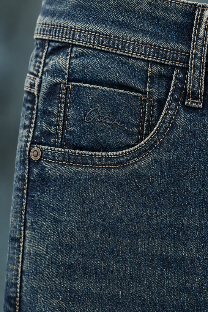 Men’s Darrk Olive Straight Fit Denim Jeans | Mid-Rise Stretchable Five-Pocket Casual Jeans