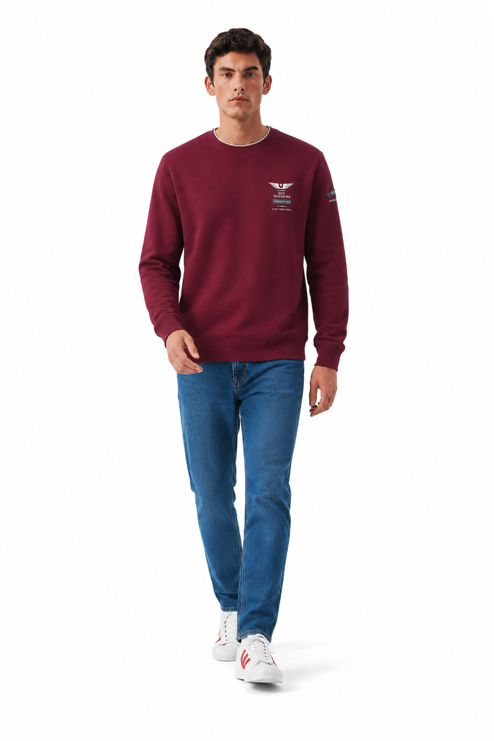 Men’s Deep Merlot Cotton Pique Winter Sweatshirt