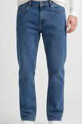 Men’s Deep Sky Straight Fit Denim Jeans | Mid-Rise Stretchable Five-Pocket Casual Jeans