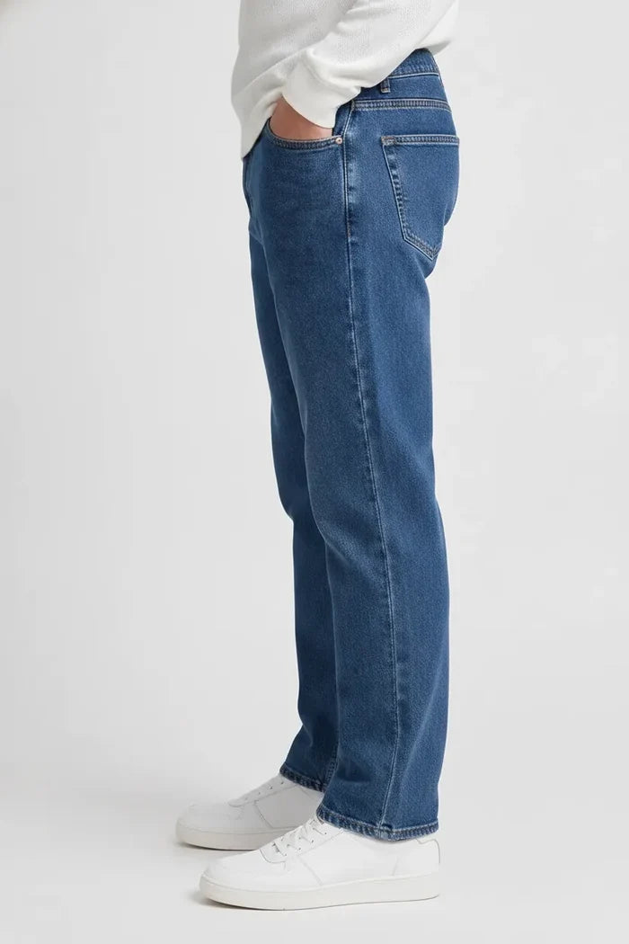 Men’s Deep Sky Straight Fit Denim Jeans | Mid-Rise Stretchable Five-Pocket Casual Jeans