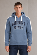 Men’s Denim Blue Cotton Brushed Fleece Hooded Sweatshirt – Regular Fit