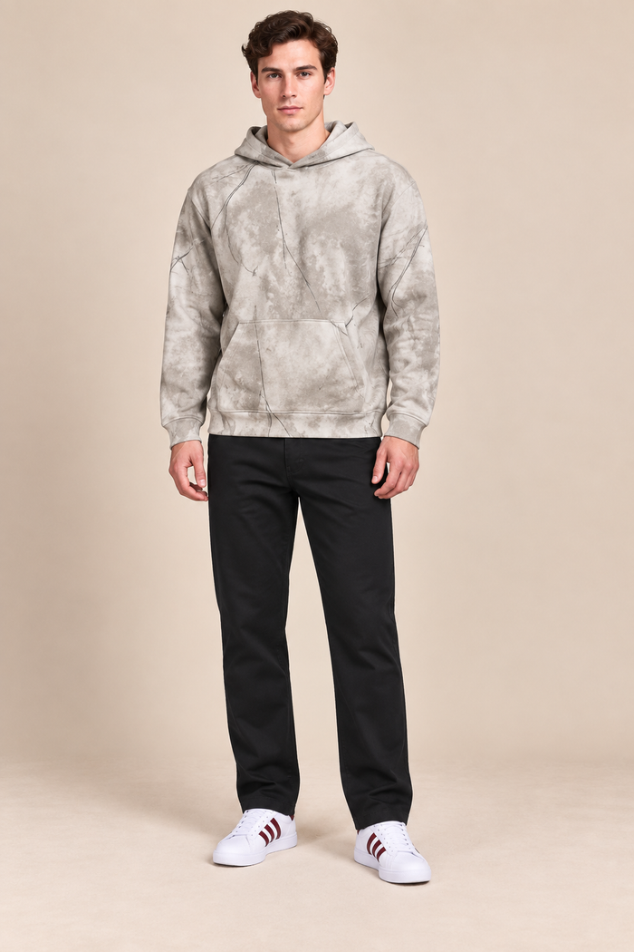 Men’s Dobby Black Straight Fit Trouser | Smart Casual & Everyday Wear