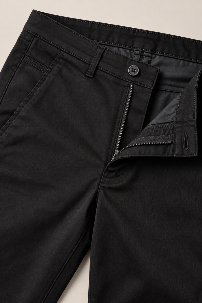 Men’s Dobby Black Straight Fit Trouser | Smart Casual & Everyday Wear