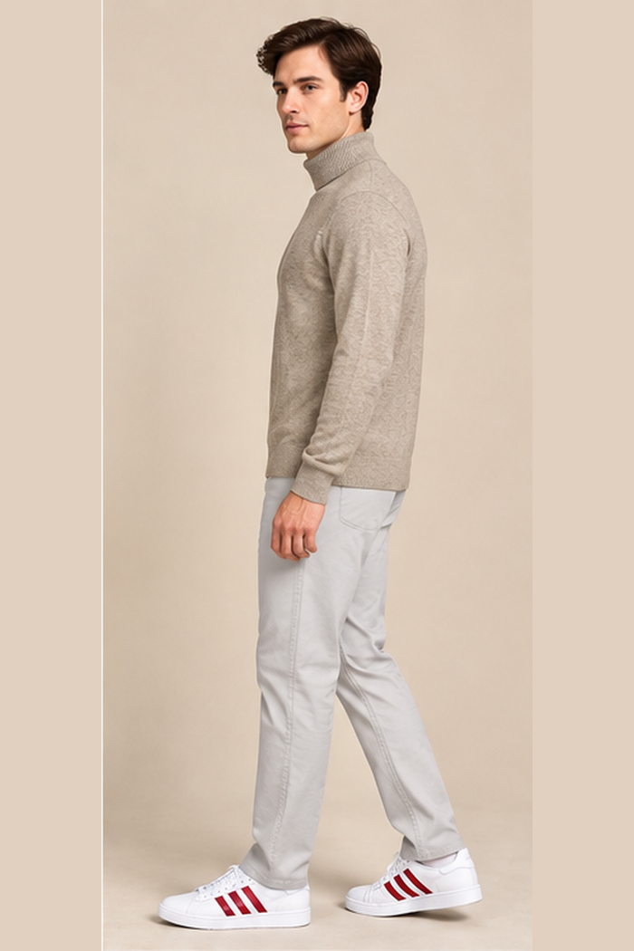 Men’s Dobby Light Grey Straight Fit Trouser | Smart Casual & Everyday Wear