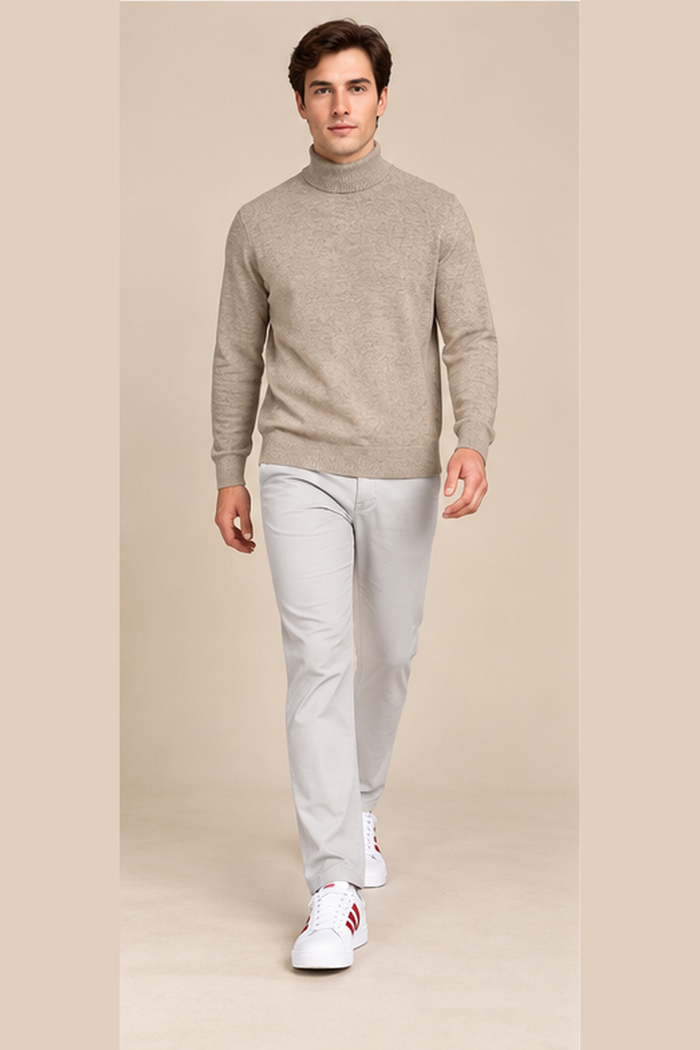 Men’s Dobby Light Grey Straight Fit Trouser | Smart Casual & Everyday Wear