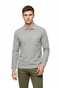 Men's Espresso Brown Structured Cotton Full Sleeve Polo T-Shirt | Waffle Textured Pre-Winter