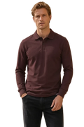Men’s Espresso Pique Lycra Polo Neck Full-Sleeve Winter T-Shirt