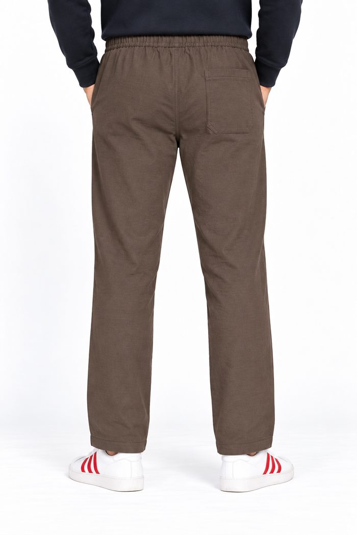 Men’s Espresso Seersucker Knitted Lower – Regular Fit Textured Casual Trousers
