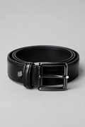 Men's Genuine Leather Belt – Classic Black Casual & Formal Belt with Gunmetal Buckle