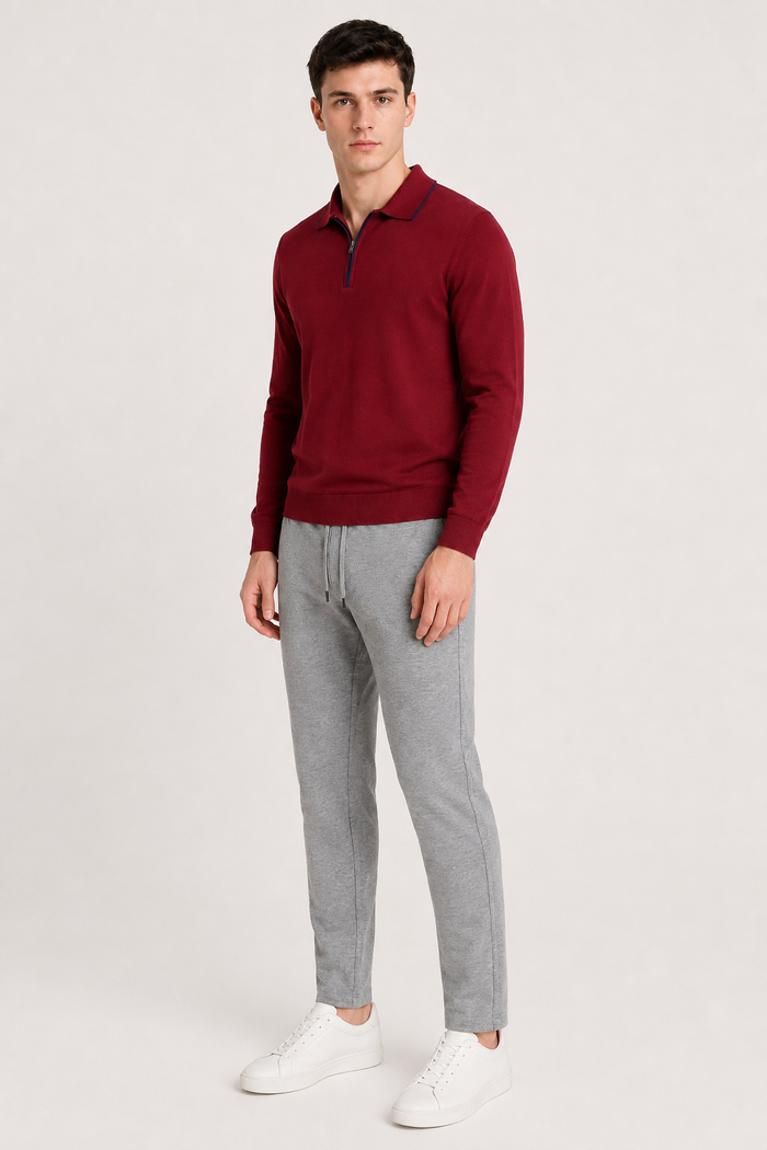 Men’s Grey Melange Blended Cotton Winter Lower – Regular Fit Knitted