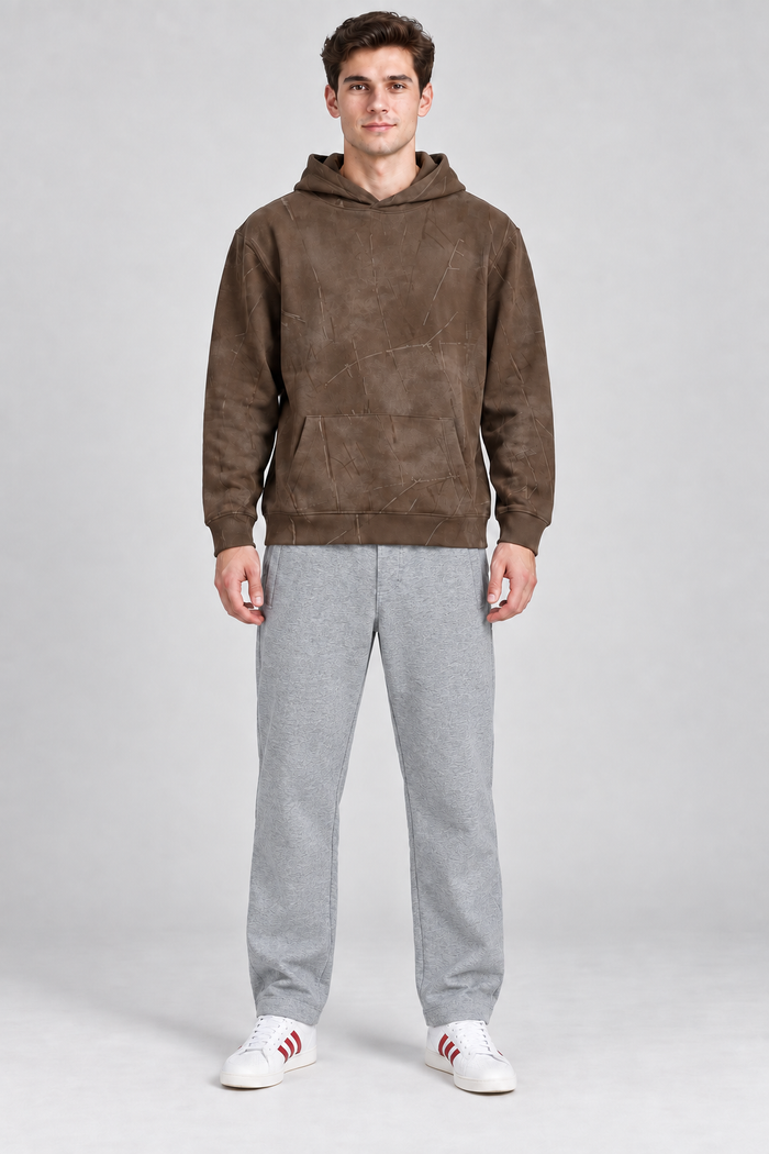 Men’s Grey Melange Cotton Fleece Lower with Drawstring