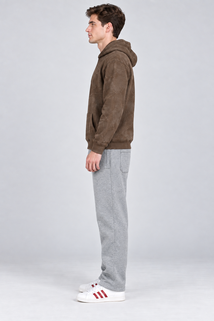 Men’s Grey Melange Cotton Fleece Lower with Drawstring