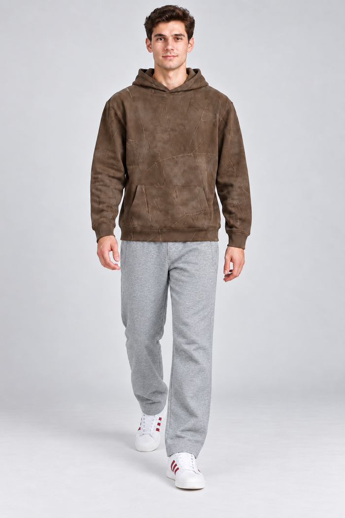 Men’s Grey Melange Cotton Fleece Lower with Drawstring