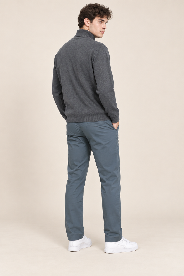 Men’s Heather Cotton Turtleneck Sweater – Regular Fit Full Sleeve Knitted Pullover