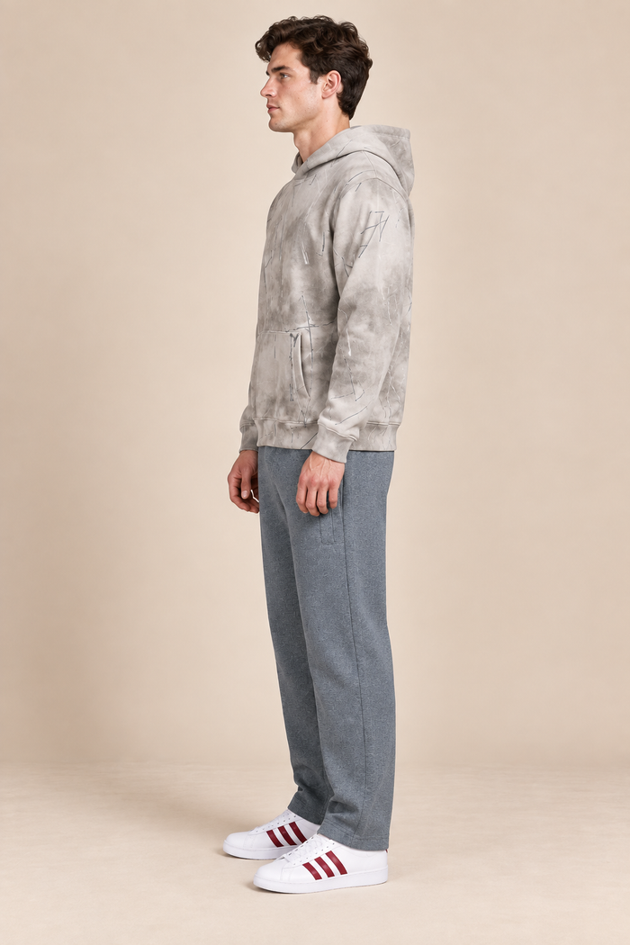 Men’s Heather Grey Cotton Fleece Lower with Drawstring