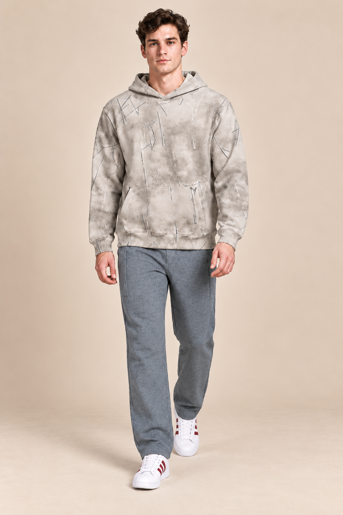 Men’s Heather Grey Cotton Fleece Lower with Drawstring