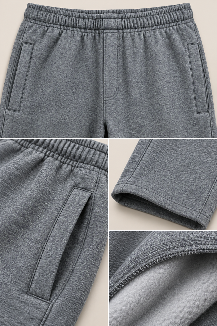 Men’s Heather Grey Cotton Fleece Lower with Drawstring