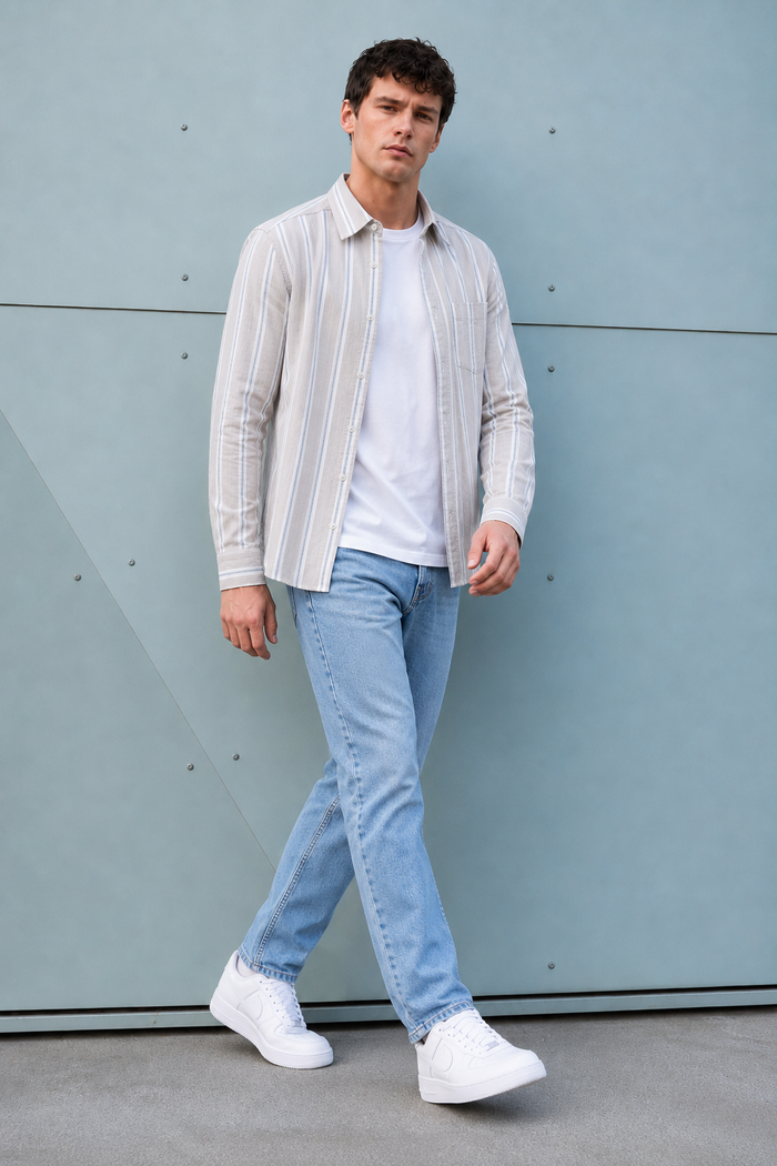 Men’s Ice Blue Denim Jeans – Straight Fit Washed Casual Jeans