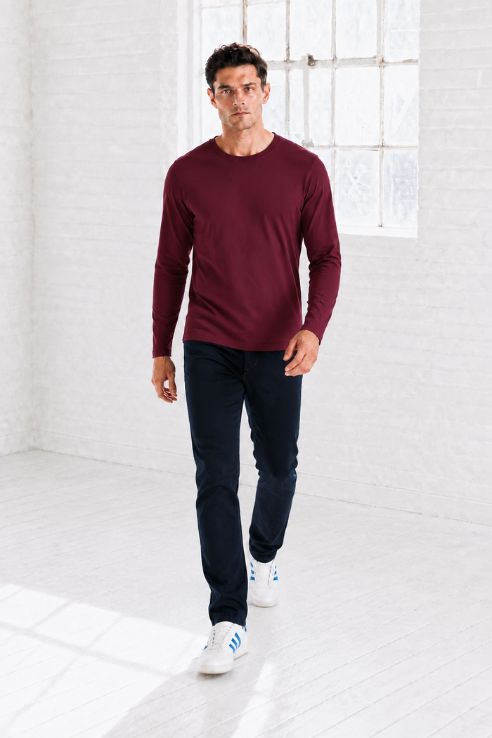 Men’s Merlot Flat Back Rib Knit Full Sleeve Pre-Winter Sweatshirts