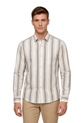 Men’s Natural Blue Striped Twill Cotton Shirt