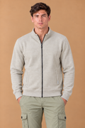 Men’s Natural Melange Cotton Blend Full-Zip Sweatshirt – Regular Fit
