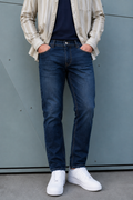 Men’s Navy Blue Denim Jeans – Regular Fit Washed Casual Jeans