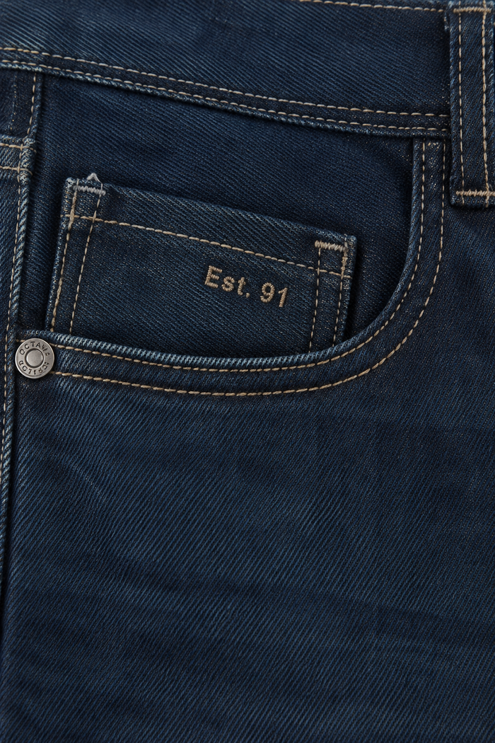 Men’s Navy Blue Denim Jeans – Regular Fit Washed Casual Jeans