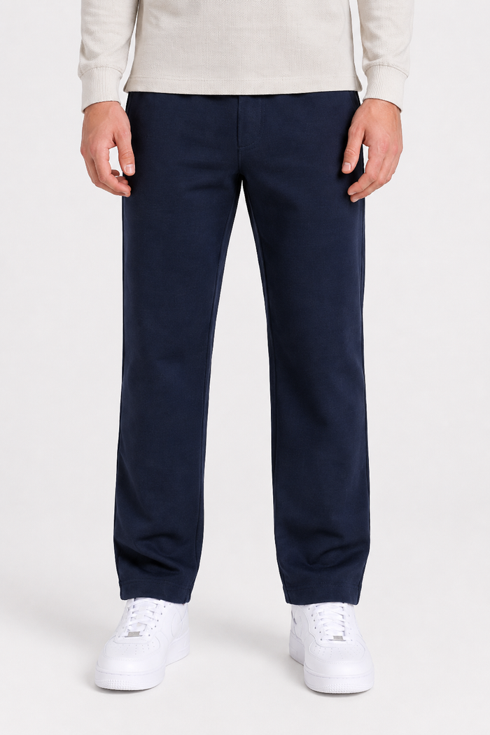 Men’s Navy Brushed Seer Sucker Winter Lower – Regular Fit Knitted
