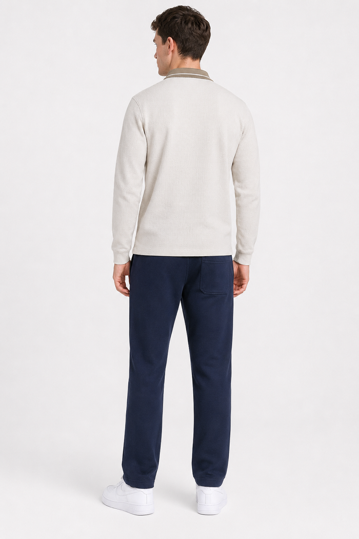 Men’s Navy Brushed Seer Sucker Winter Lower – Regular Fit Knitted