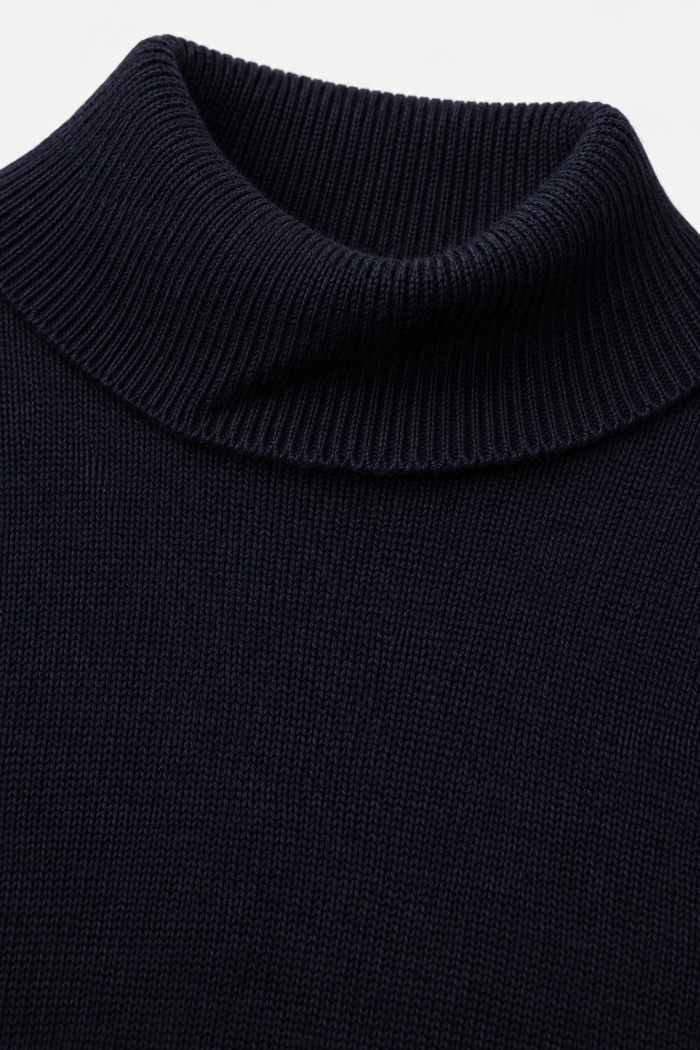 Men’s Navy Cotton Turtleneck Sweater – Regular Fit Full Sleeve Knitted Pullover