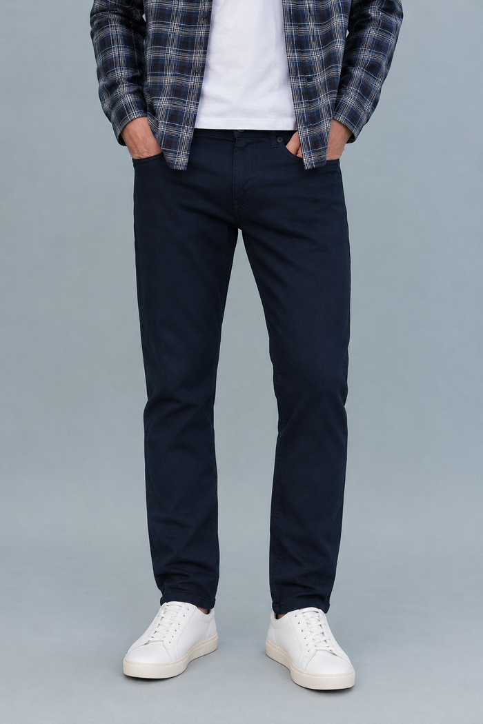 Men’s Navy Denim Regular Fit Jeans | Mid-Rise Five-Pocket Casual Jeans