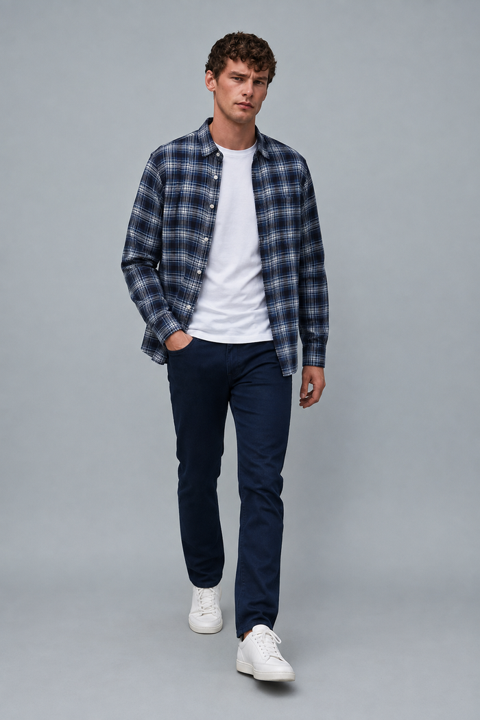 Men’s Navy Denim Regular Fit Jeans | Mid-Rise Five-Pocket Casual Jeans